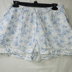 Caroline Constas Blue and White Floral Sleepwear Shorts Women's Size Small